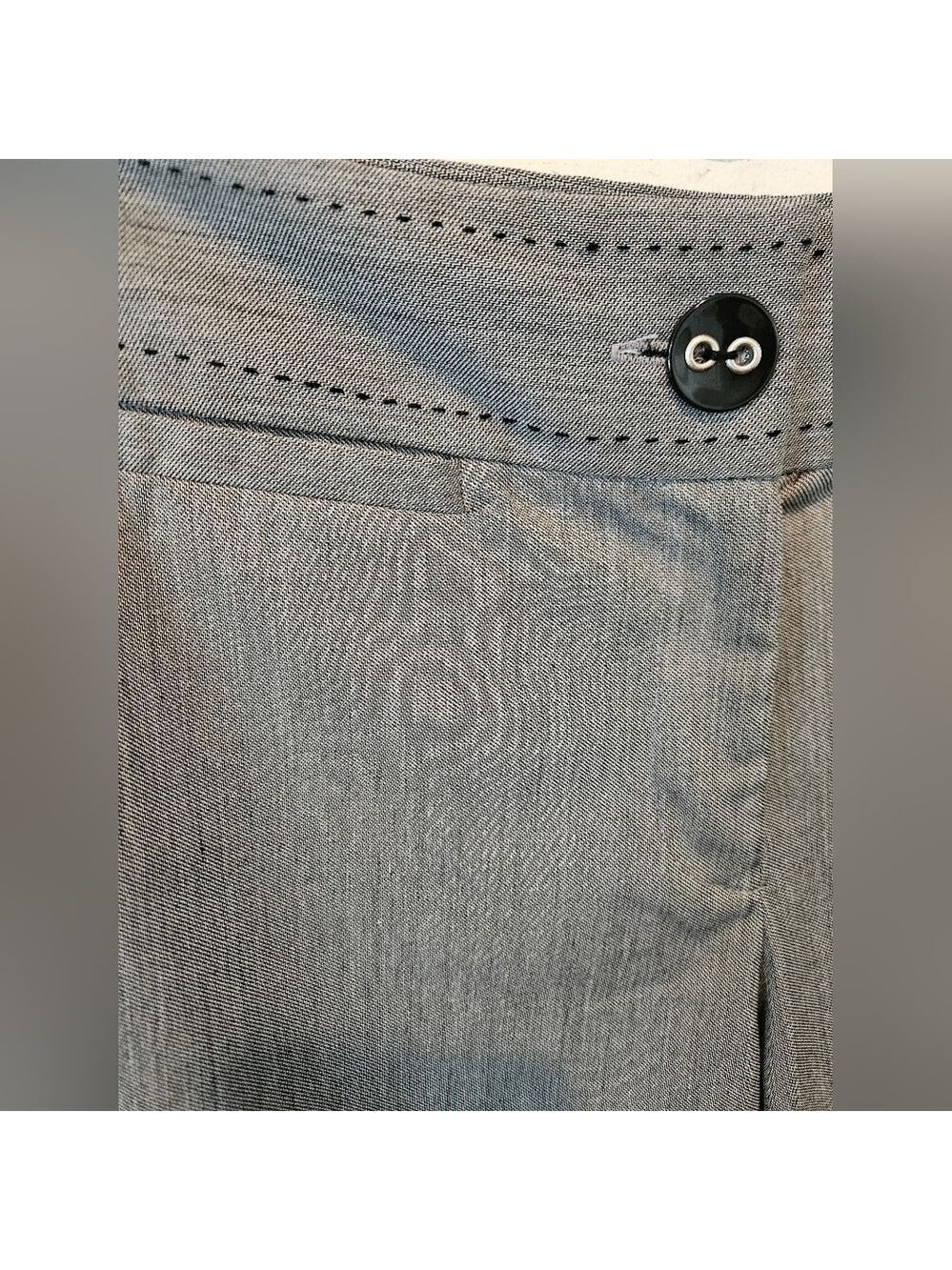 STUDIO 1940 WOMEN'S GREY FLARED MID-RISE PANTS BLACK WAISTBAND STITCHING SIZE 12 - Picture 4 of 8